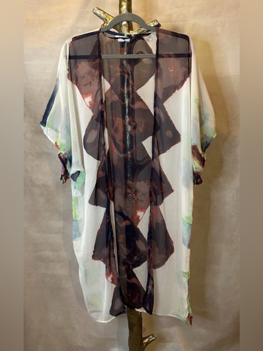 Mudd Multicolor Abstract Sheer Kimono One Size